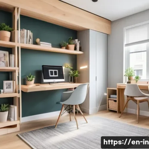 Home 32 좁은 방 가구 배치 팁 - A cozy small studio apartment interior featuring a tall loft bed with a built-in desk and storage sh...